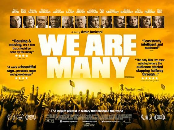 Iraq war protest 2003 with 'We Are Many' overlayed on the image