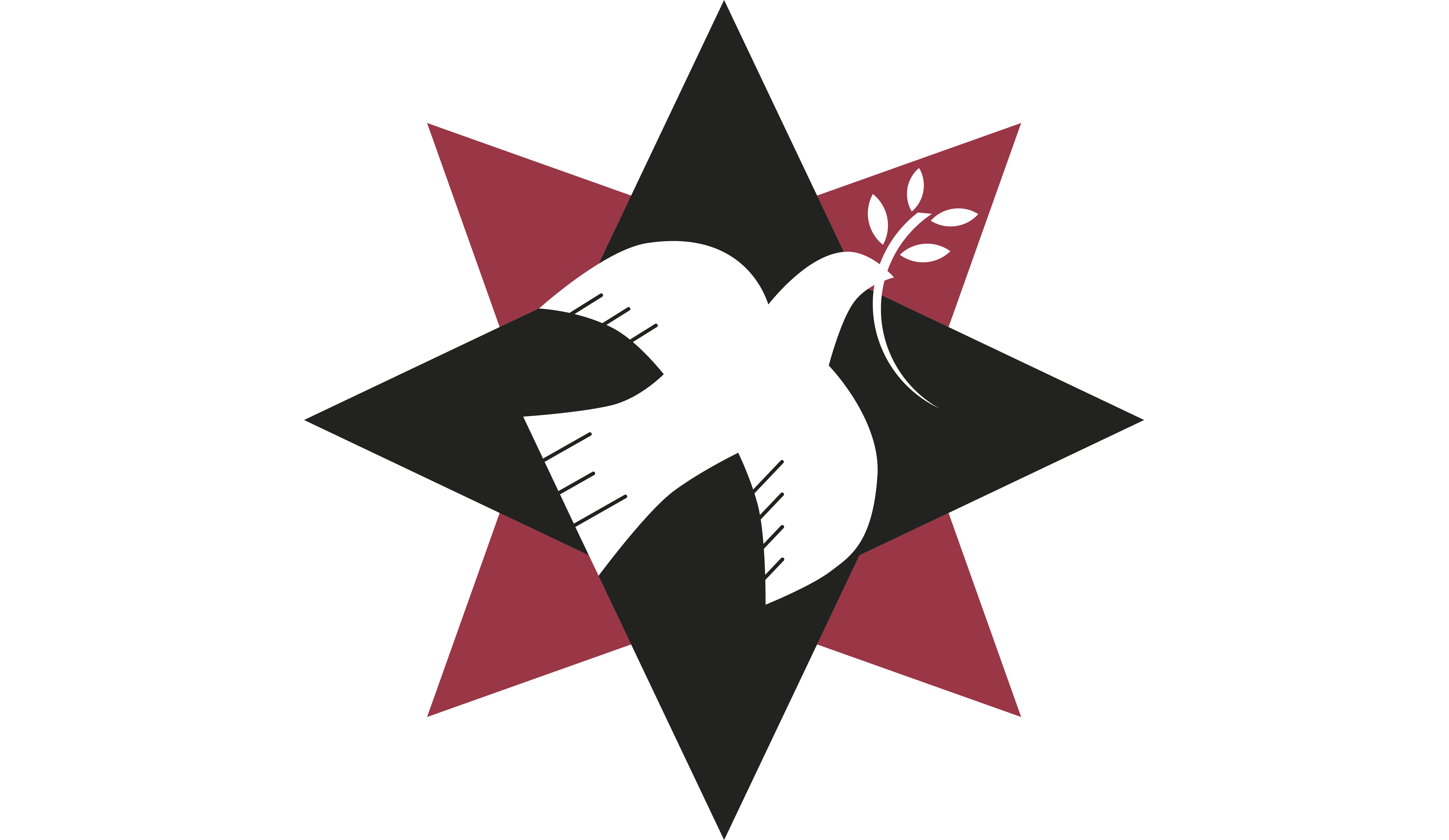 Quaker Peace & Social Witness logo: 8-point star with a dove