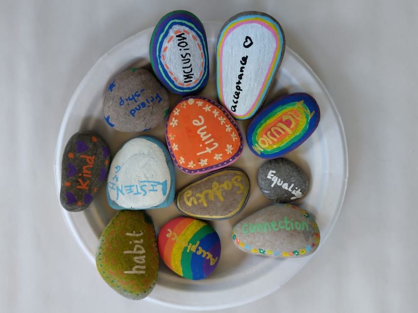 Gaily painted pebbles