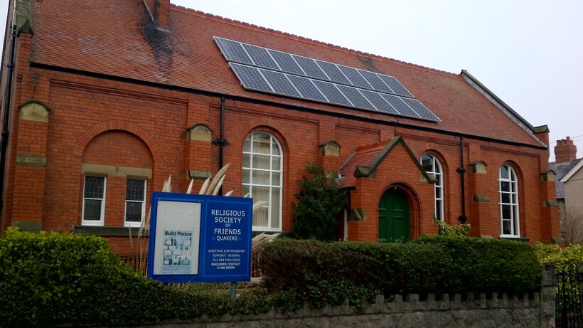 Meeting house with solar panels on the roof