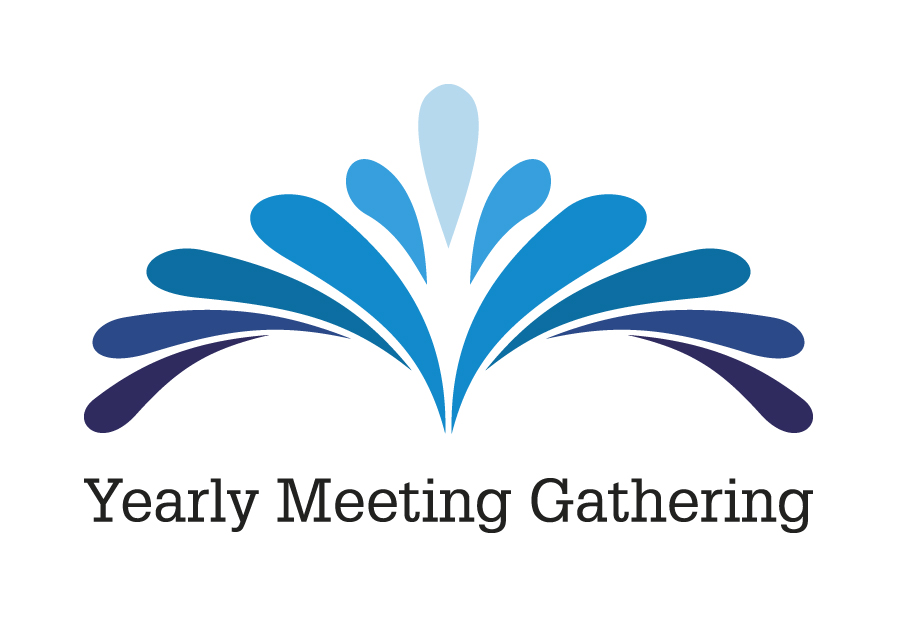 Yearly Meeting Gathering logo - a splash in a pond 
