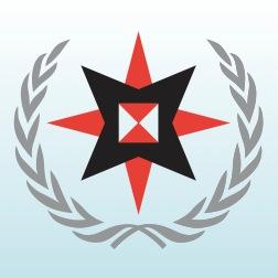 Quaker United Nations Office logo - 8-point star in a laurel wreath