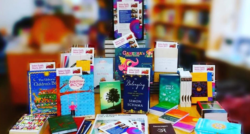 Books on display in the Quaker Centre Bookshop for Interfaith Week.