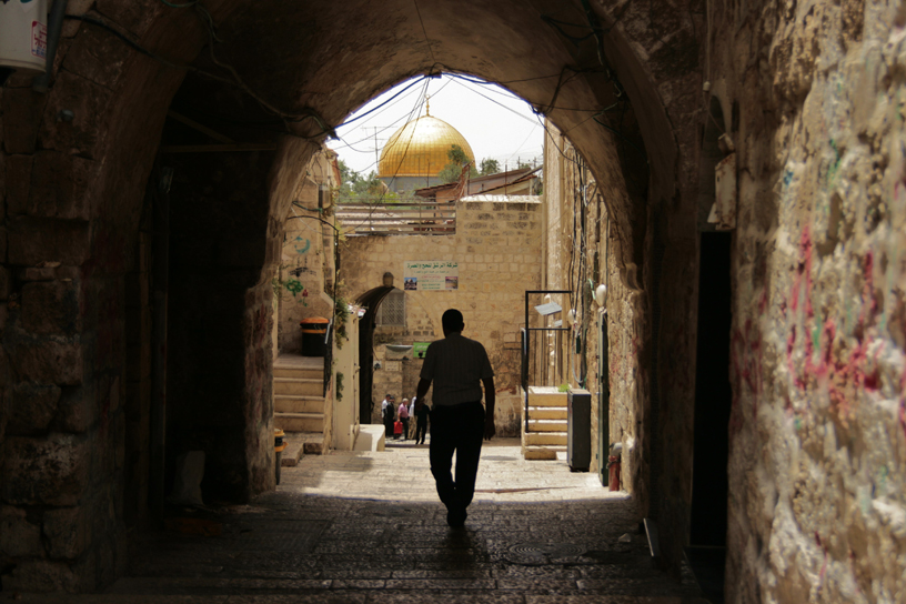 walking in the old city, cobbled streets 