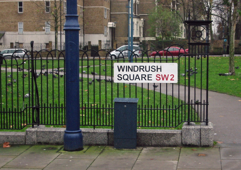 Windrush Square in Brixton, named to commemorate the 50th anniversary of the arrival of the ship bringing the first large group of post-war West Indian migrants to the United Kingdom. Image: Wikimedia Commons
