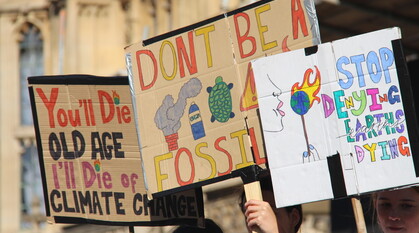 Placards at a protest.