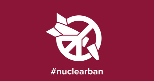 Nuclear weapon sliced by peace sign
