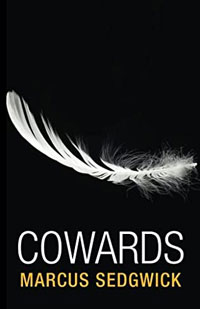 Cowards book cover with a white feather