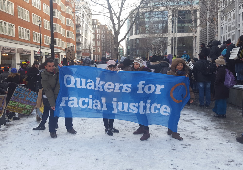 Banner reading 'Quakers for racial justice'