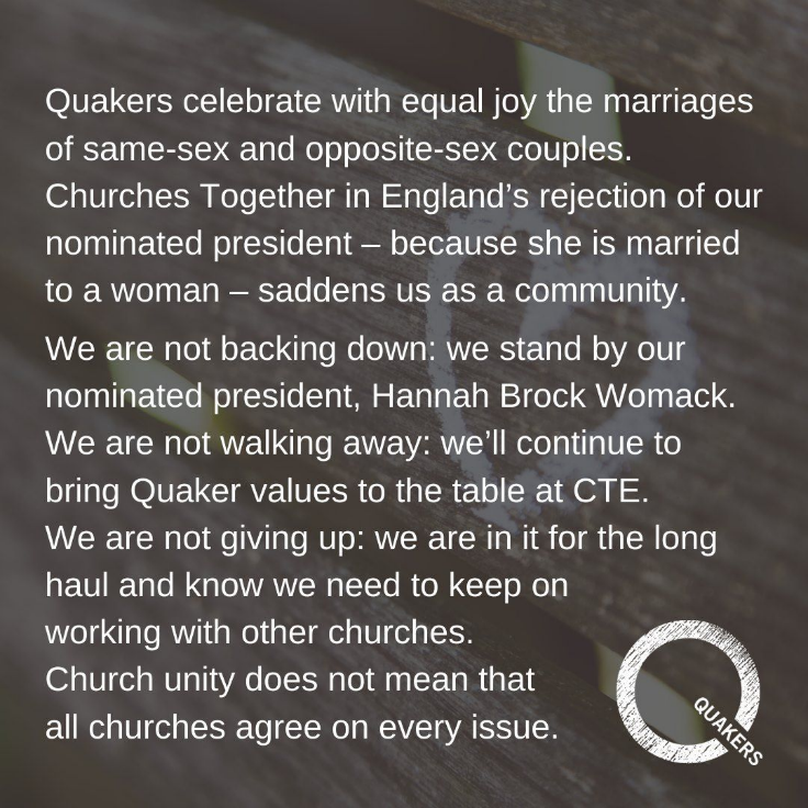 Quaker statement reads: 