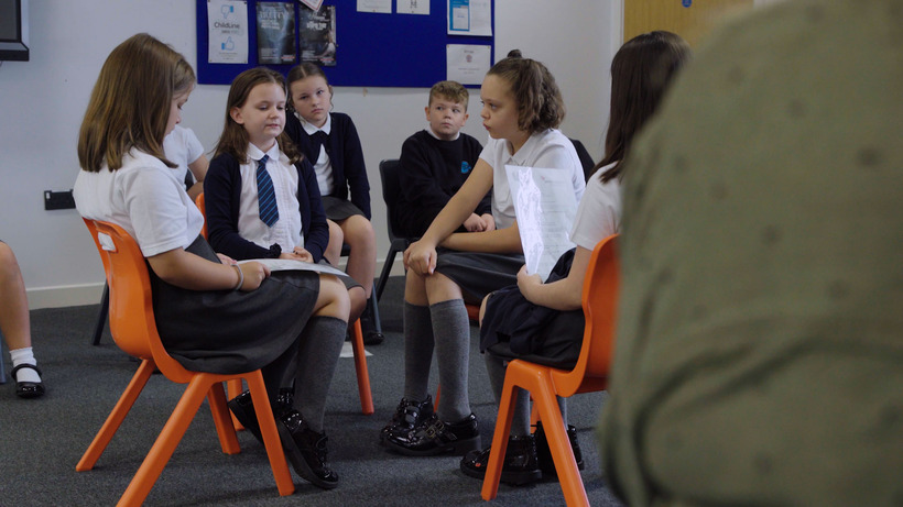 Peer mediators are trained to mediate between two people who have fallen out and find win-win solutions. Image: Coleshill Heath School (SpeakIt Films).