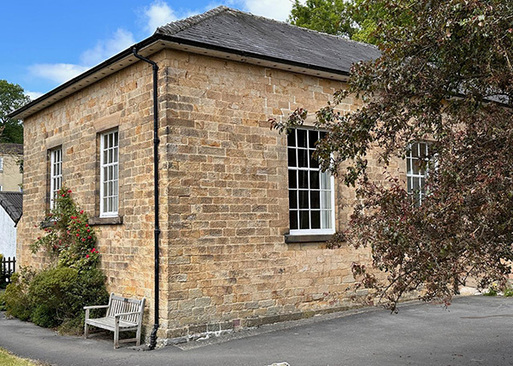 Large stone building.