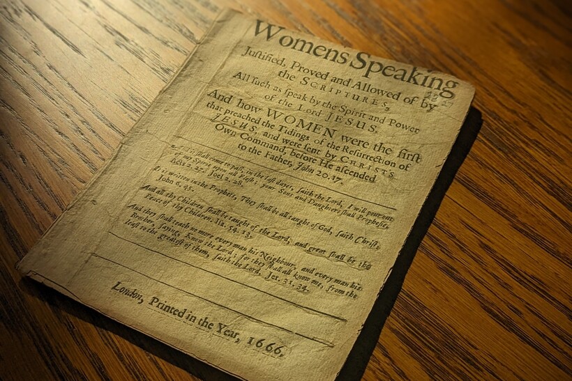 Margaret Fell's <em>Women's Speaking Justified</em> makes the theological case for women to preach and teach in public. 
