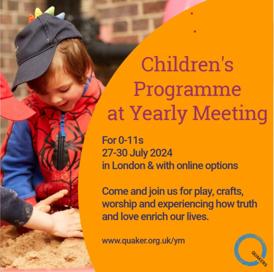 flyer for event, with young child doing sand play and text details for event