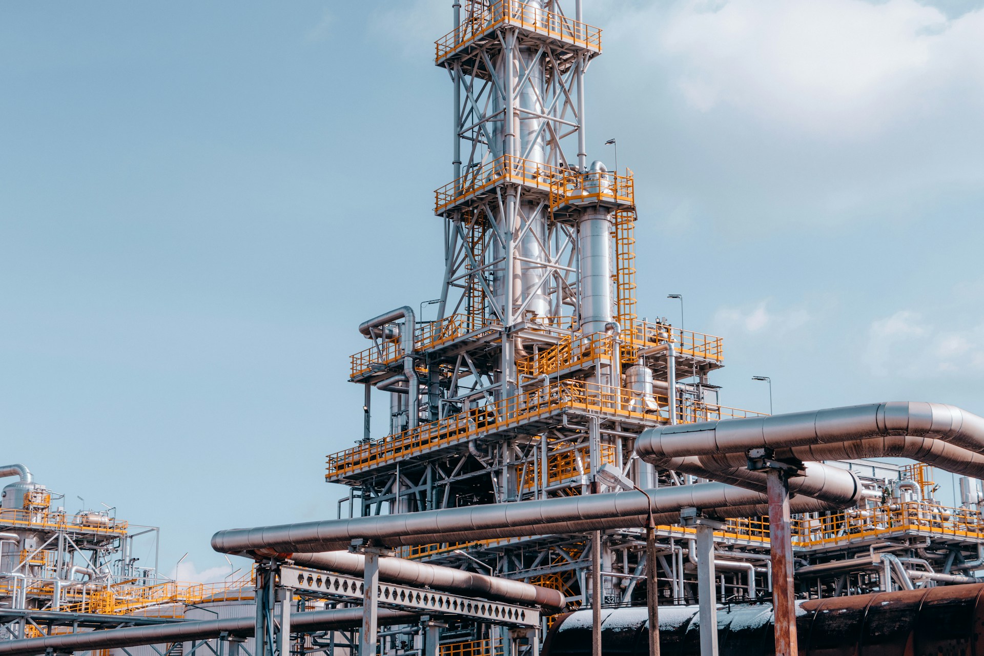 An oil refinery plant