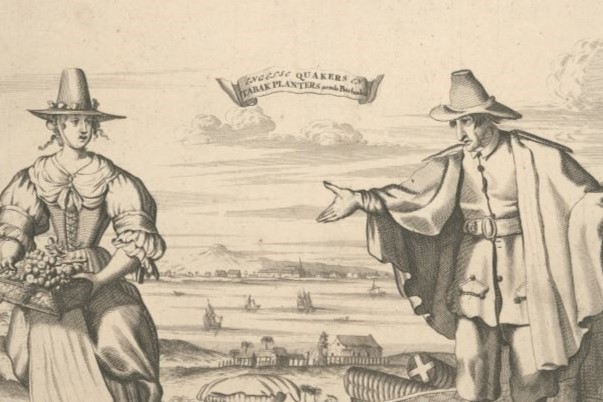 Old etching of two people